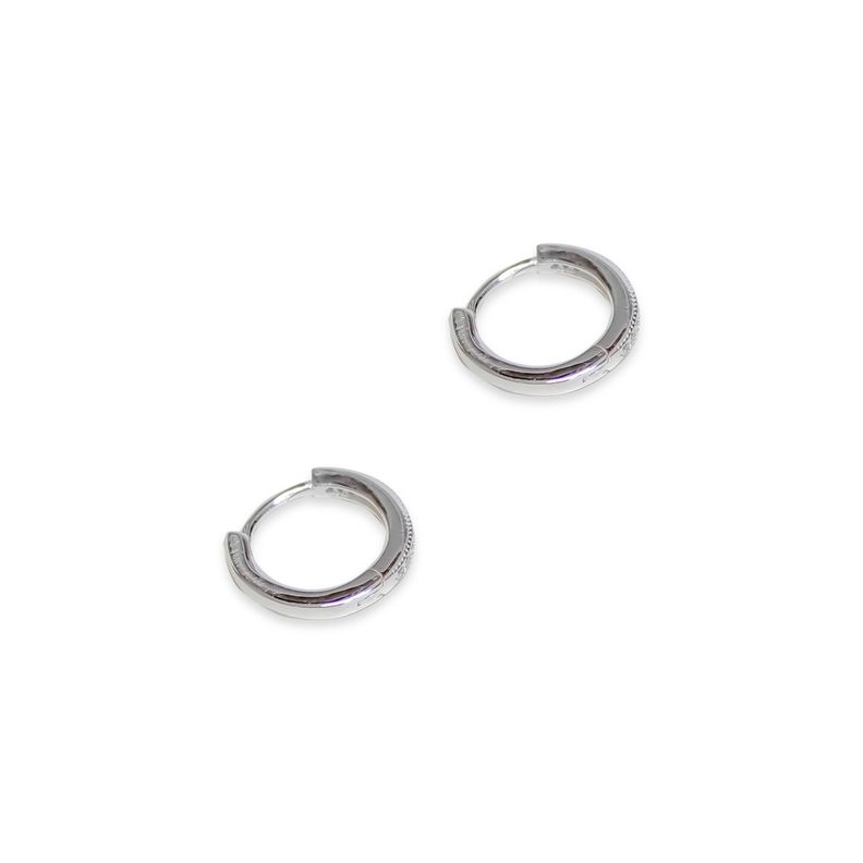 Aros Argolla Circón Bisagra 12mm Plata Fina 925-1