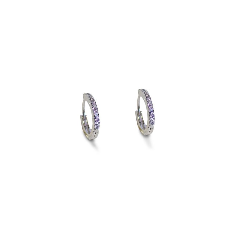 Aros Argolla Circón Bisagra 12mm Plata Fina 925-2