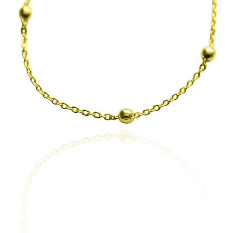 Pulsera 5 Bolitas Enchapado Oro 18K-0