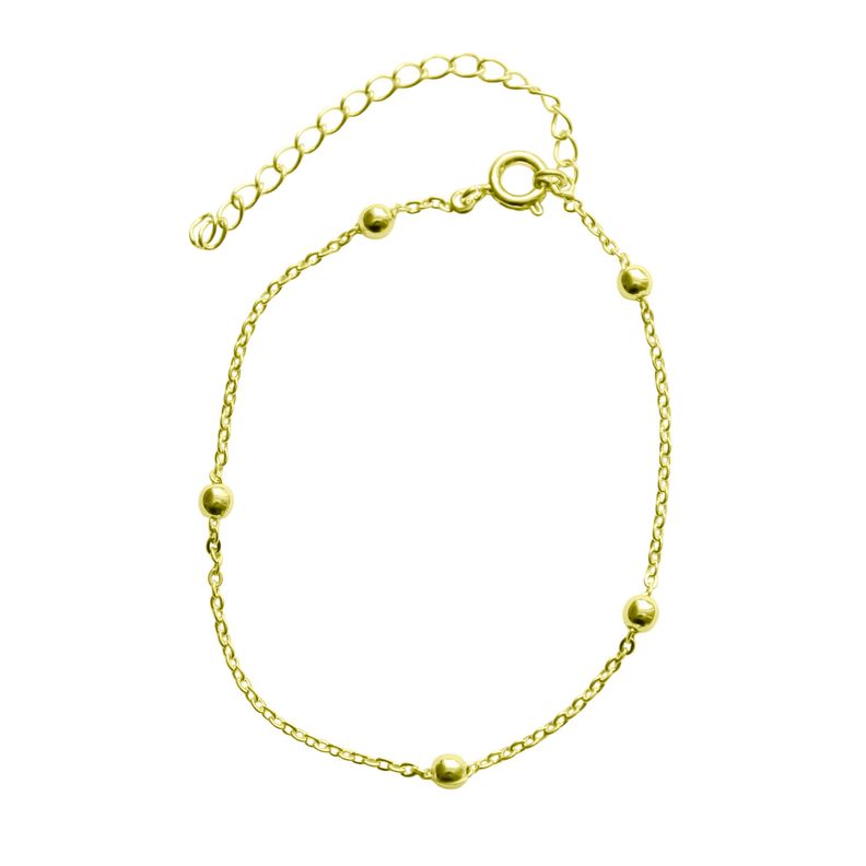 Pulsera 5 Bolitas Enchapado Oro 18K-1