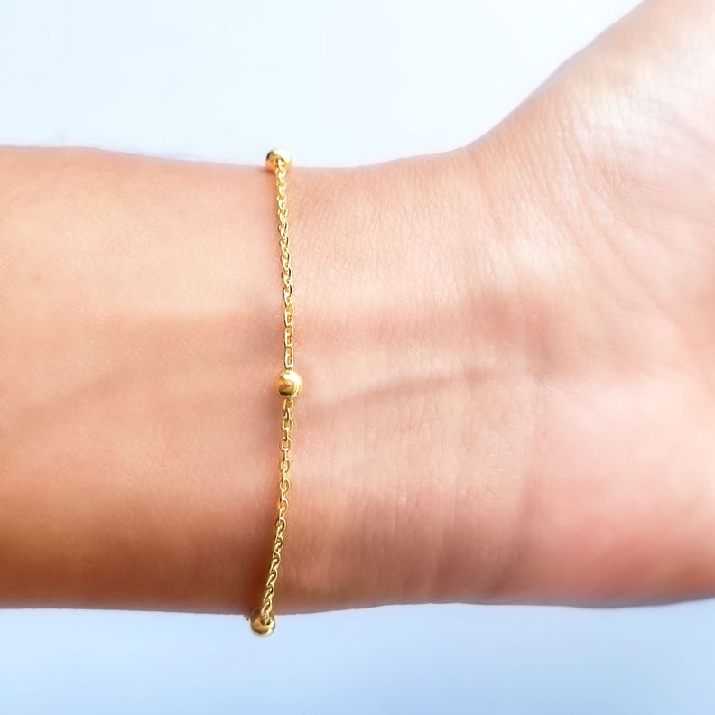 Pulsera 5 Bolitas Enchapado Oro 18K-3