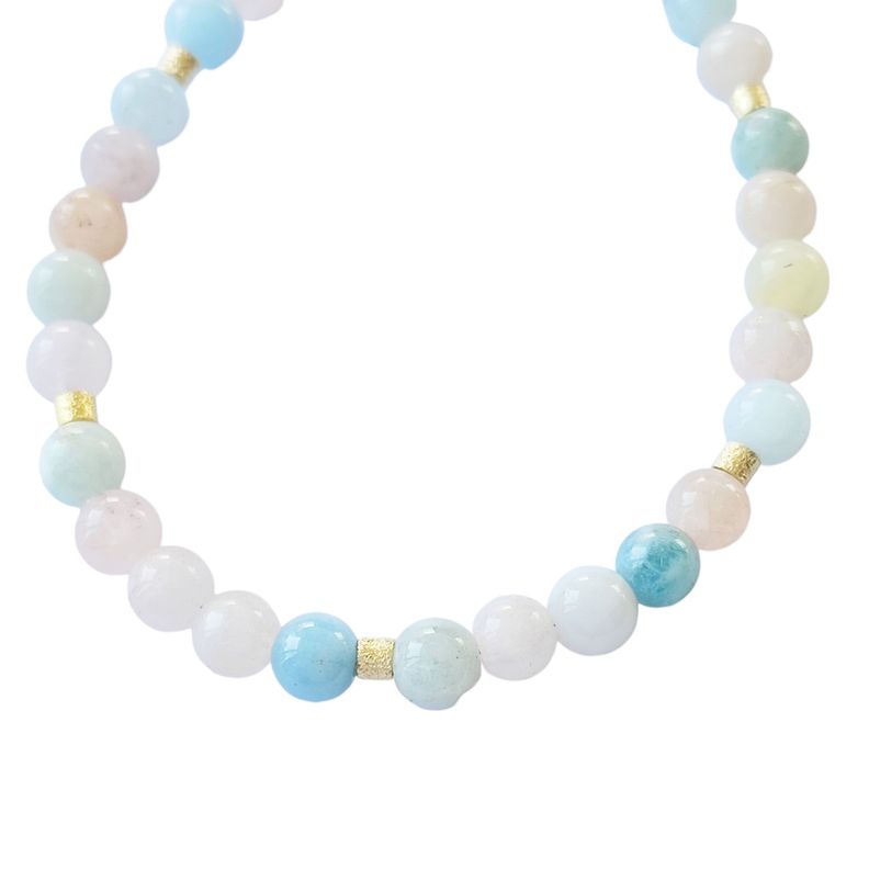 Pulsera Morganita Celeste Rosa Enchapado Oro 18K-1