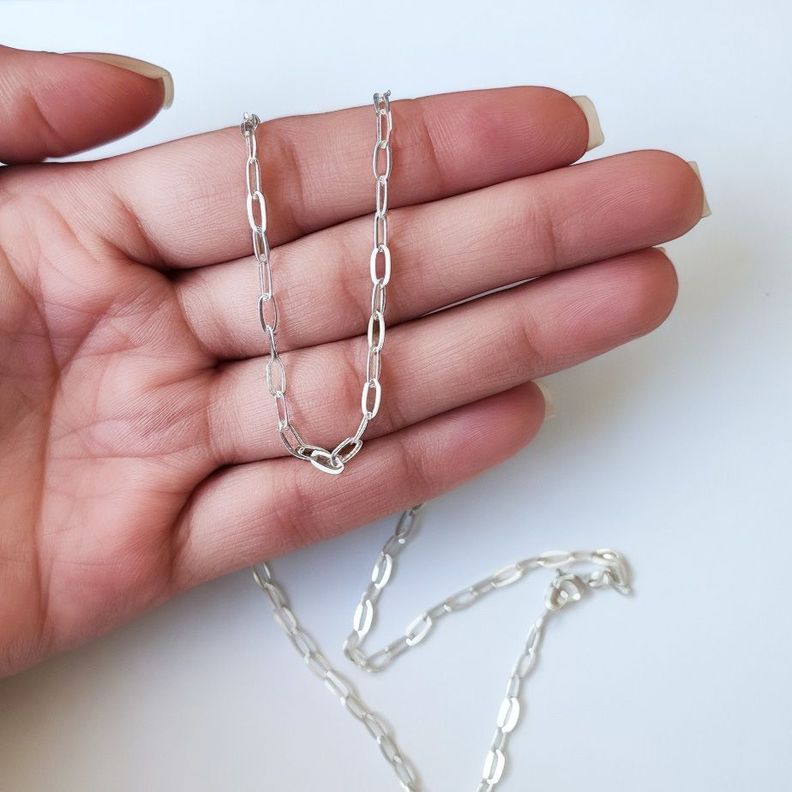 Cadena 60cm Eslabón Alargado 6x3mm Plata Fina 925-2