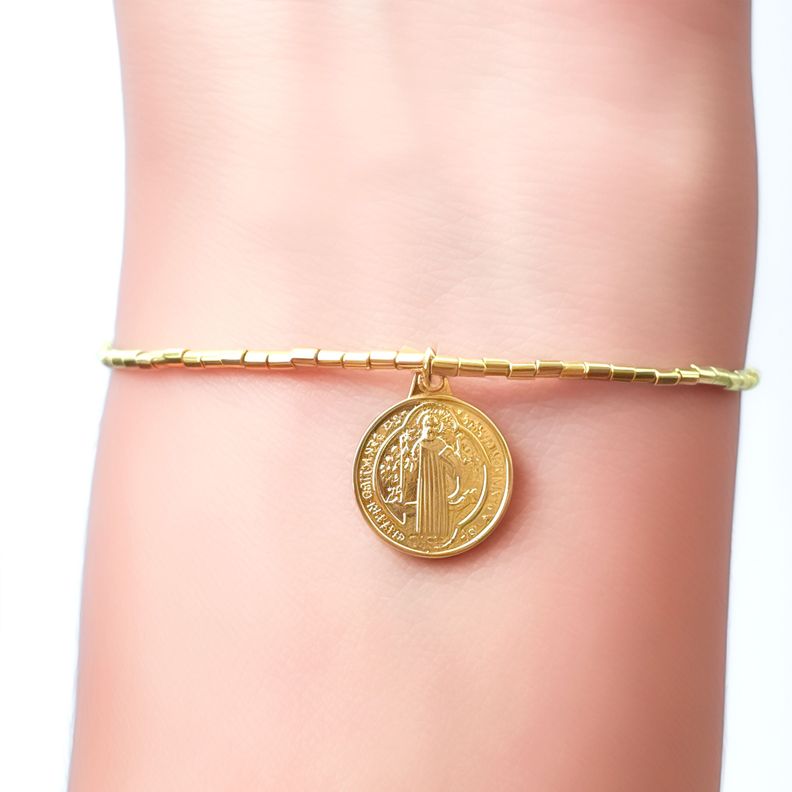 Pulsera Mostacilla San Benito Enchapado Oro 18K-1