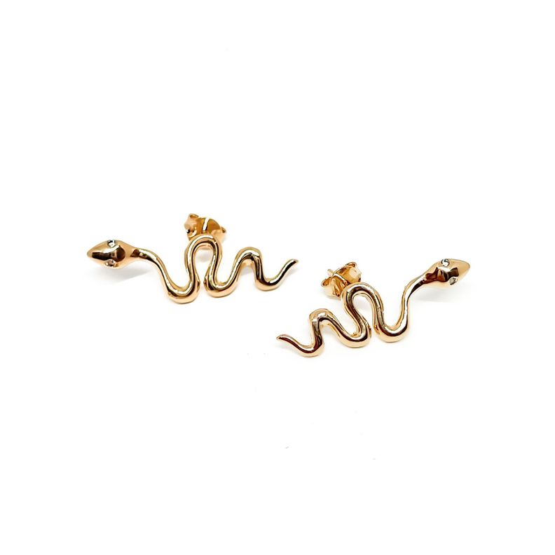 Aros Trepadores Serpiente Circón Enchapado Oro 18K-1