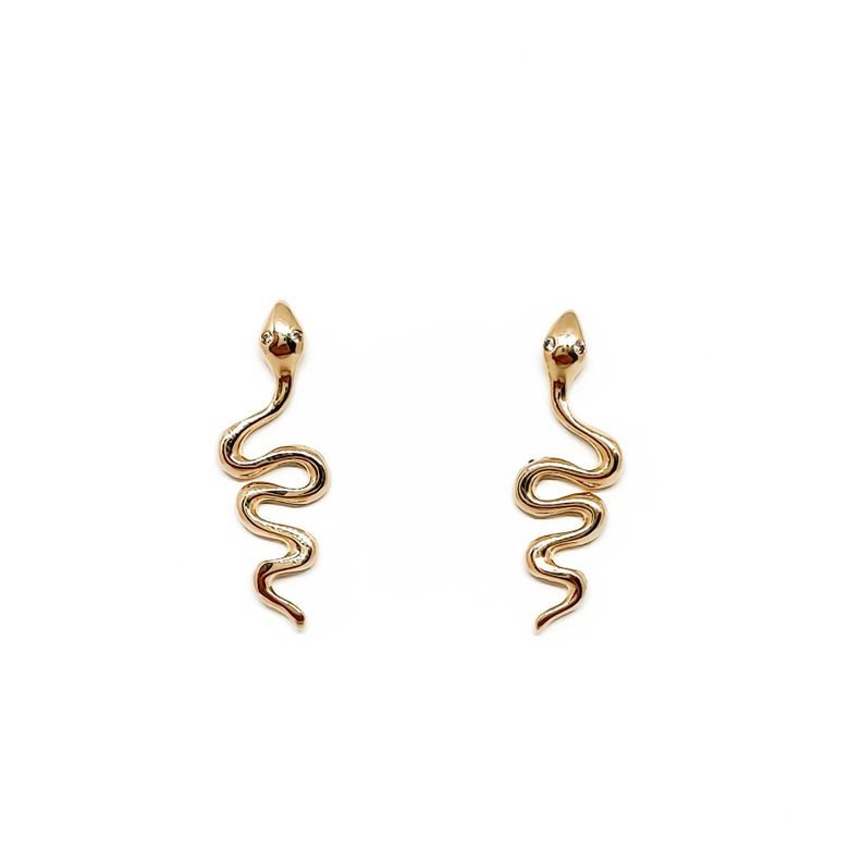 Aros Trepadores Serpiente Circón Enchapado Oro 18K-0