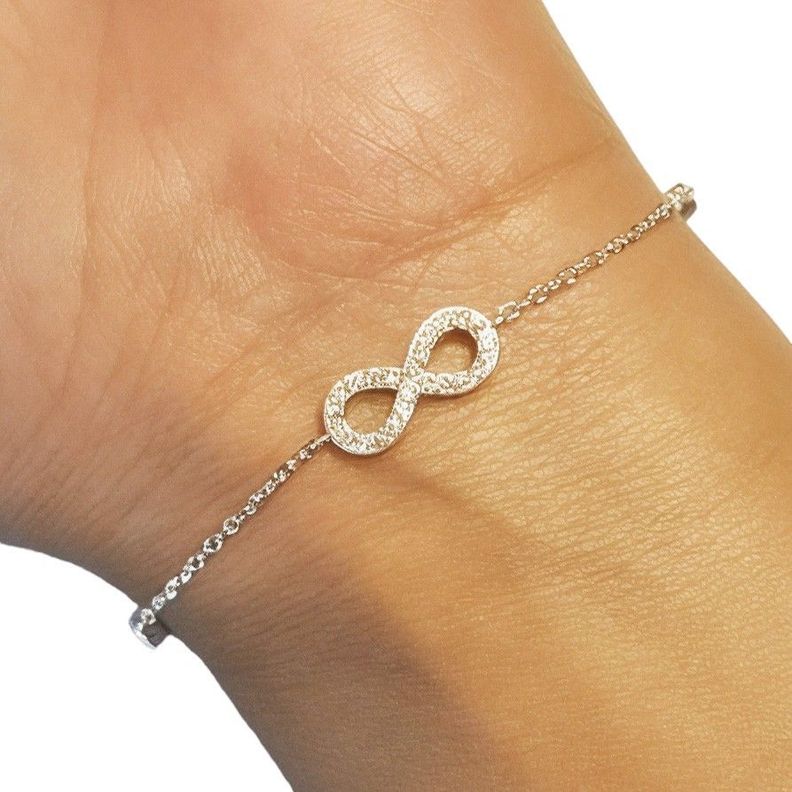 Pulsera Infinito Punto De Luz Blanco Plata Fina 925-2