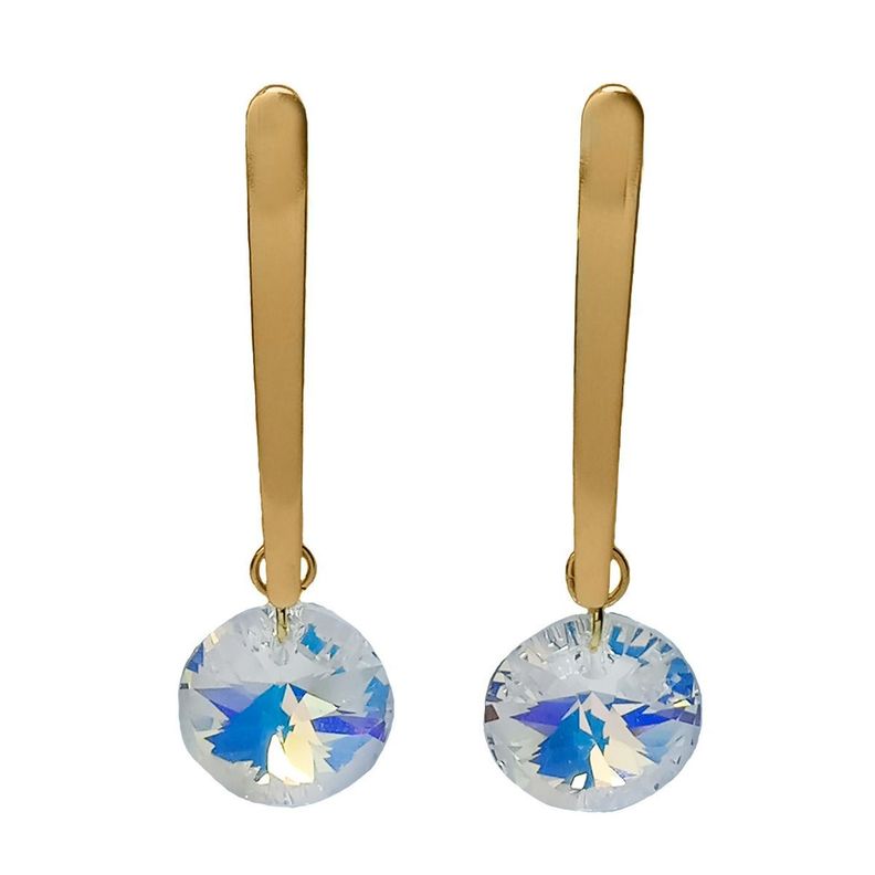 Aros Cristal Austriaco Aurora Boreale Enchapado Oro 18K-0