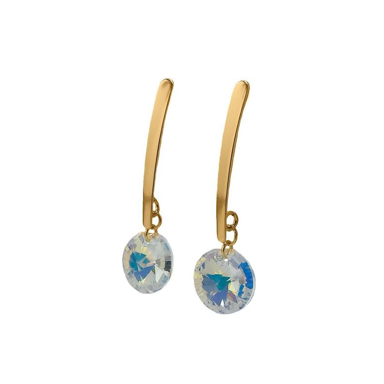 Aros Cristal Austriaco Aurora Boreale Enchapado Oro 18K-1