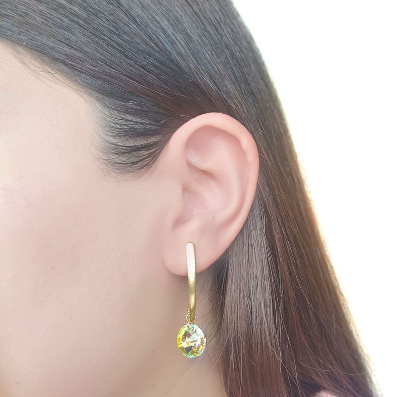 Aros Cristal Austriaco Aurora Boreale Enchapado Oro 18K-2