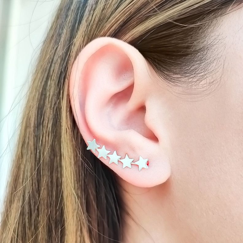 Aros trepadores 5 estrellas Plata Fina 925-2