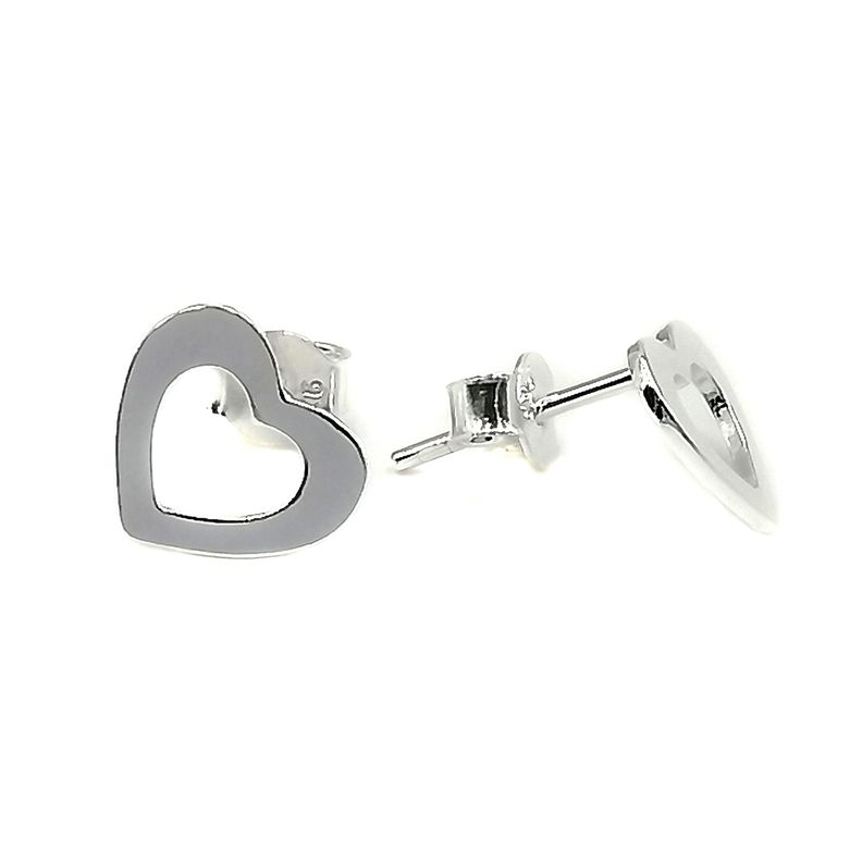 Aros Corazón Lamina Plata Fina 925-0