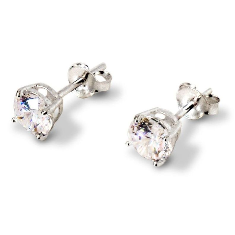 Aros Circon Solitario 6mm Plata Fina 925