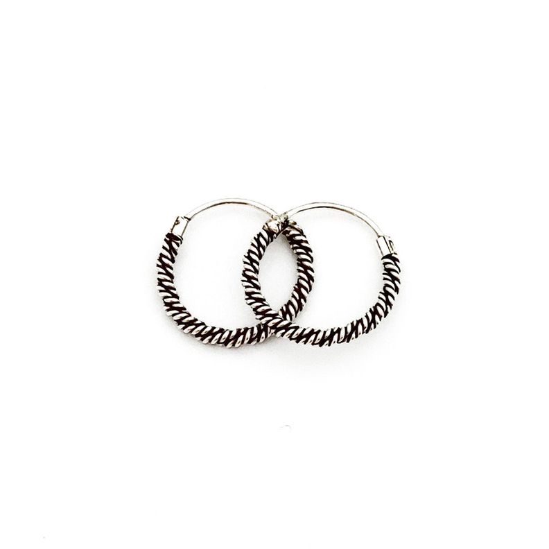 Aros Argollas Torcidas 14mm Plata Fina 925-0