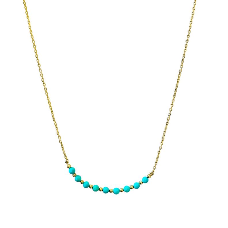 Collar Turquesa Facetado 3mm Cadena Enchapado Oro 18K-0