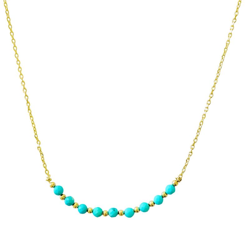 Collar Turquesa Facetado 3mm Cadena Enchapado Oro 18K-1