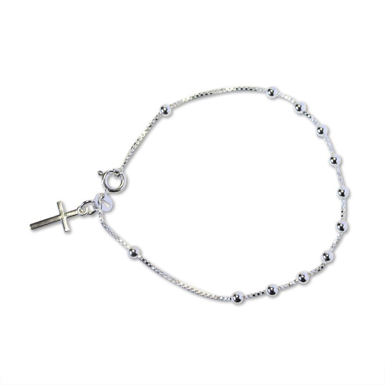 Pulsera Denario Cruz Plata Fina 925-0