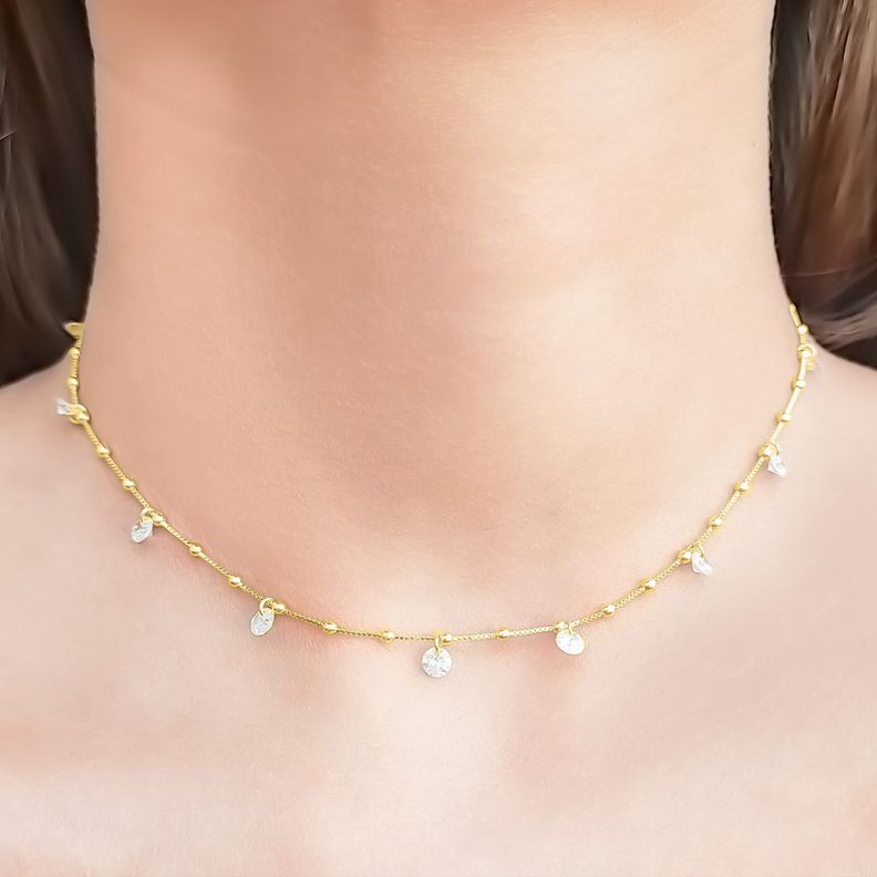 Collar Choker 11 Circones Enchapado Oro 18K-2