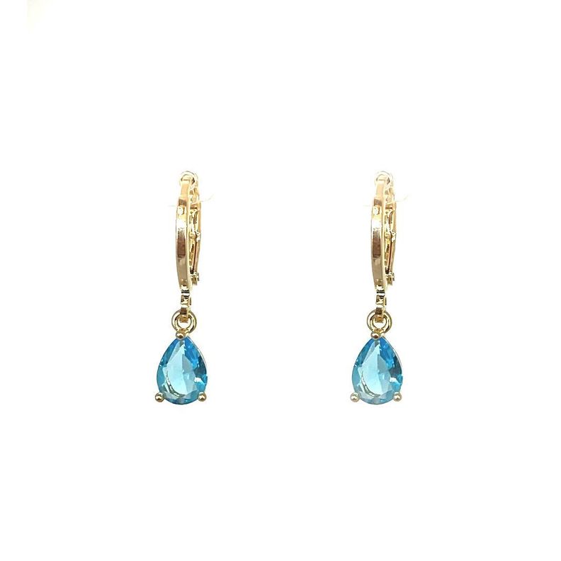 Aros Argolla Gota Circón Colores Enchapado Oro 18K-0