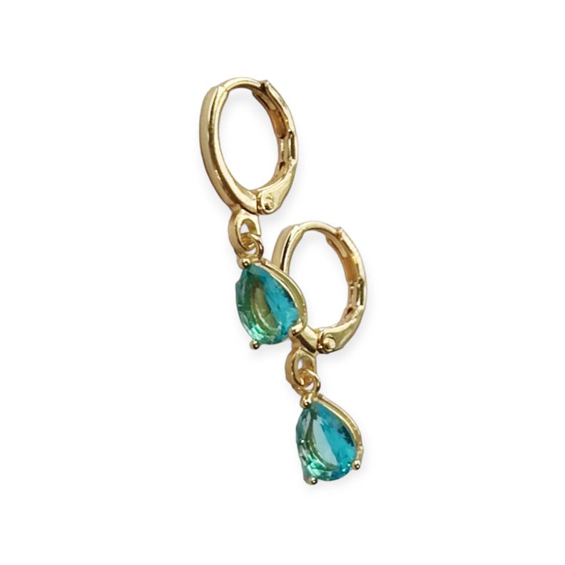Aros Argolla Gota Circón Colores Enchapado Oro 18K-1