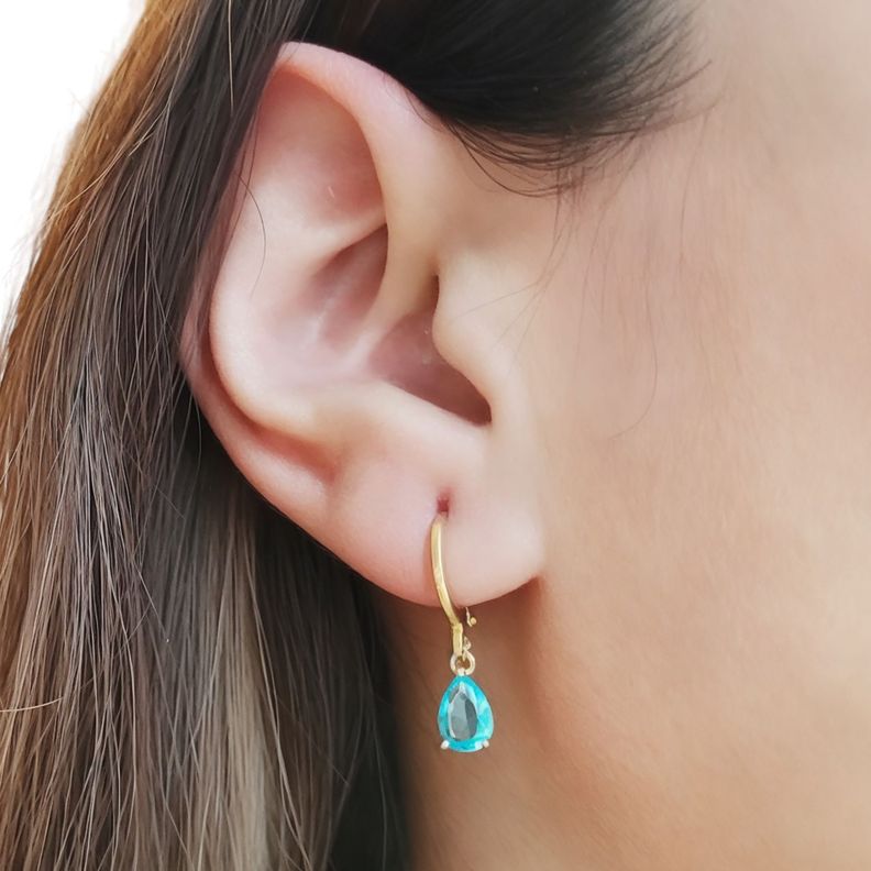Aros Argolla Gota Circón Colores Enchapado Oro 18K-2