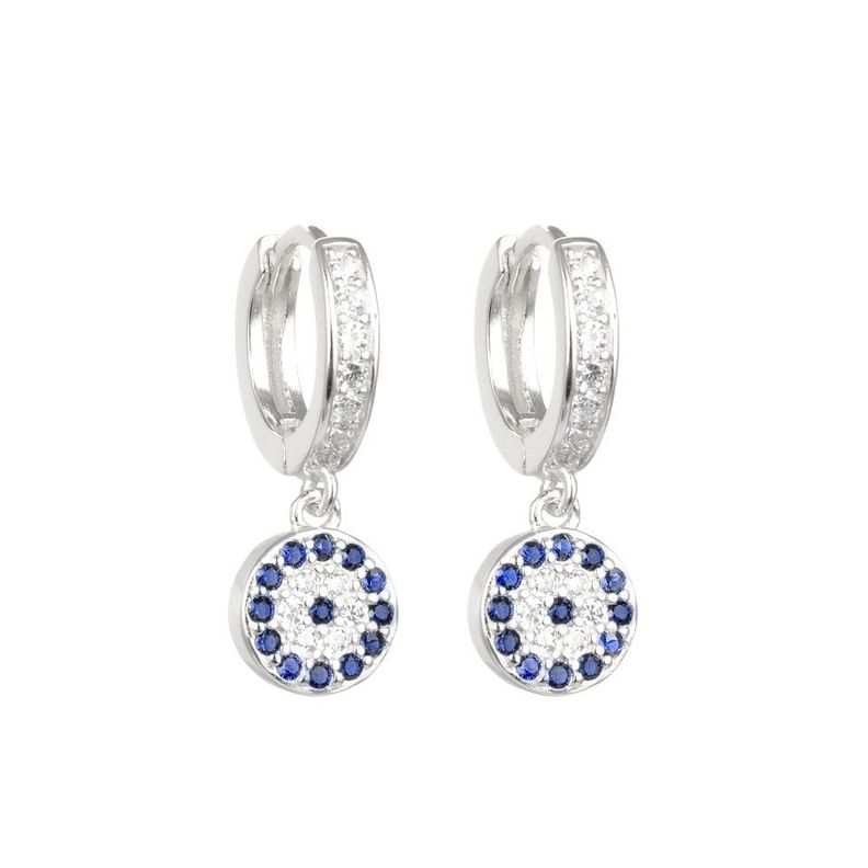  Aros Argolla Ojo Turco Circones Plata Fina 925-0