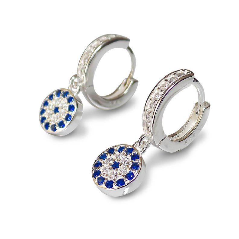  Aros Argolla Ojo Turco Circones Plata Fina 925-1