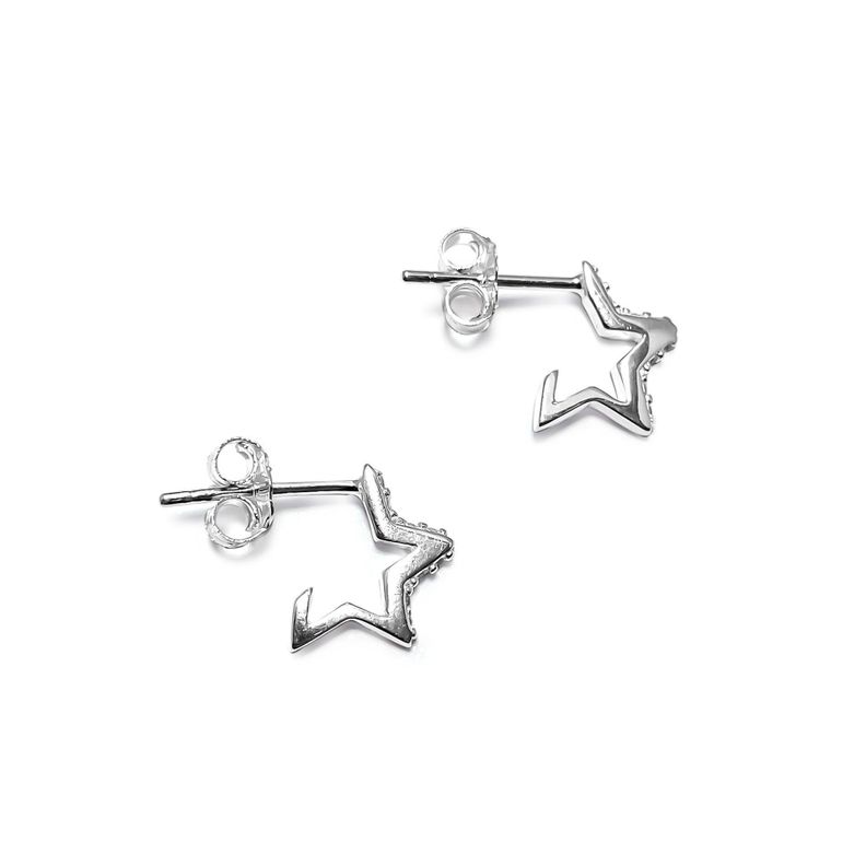Aros Argolla Estrella Circón Plata Fina 925-2