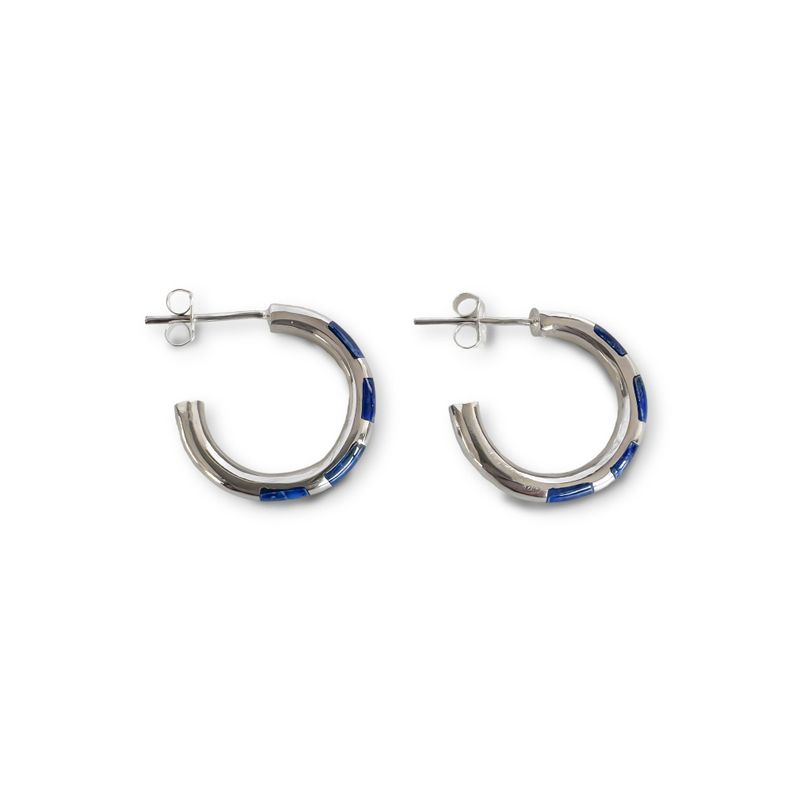 Aros Argolla Cebra 20 mm Lapislázuli Plata Fina 925-0
