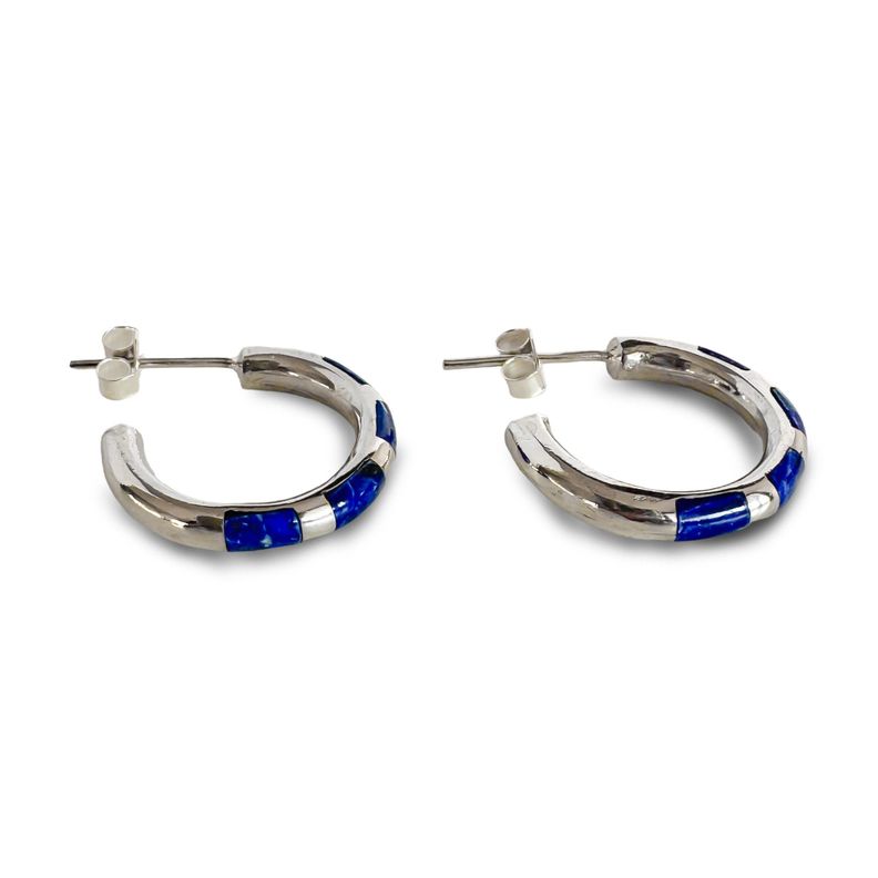 Aros Argolla Cebra 20 mm Lapislázuli Plata Fina 925-2