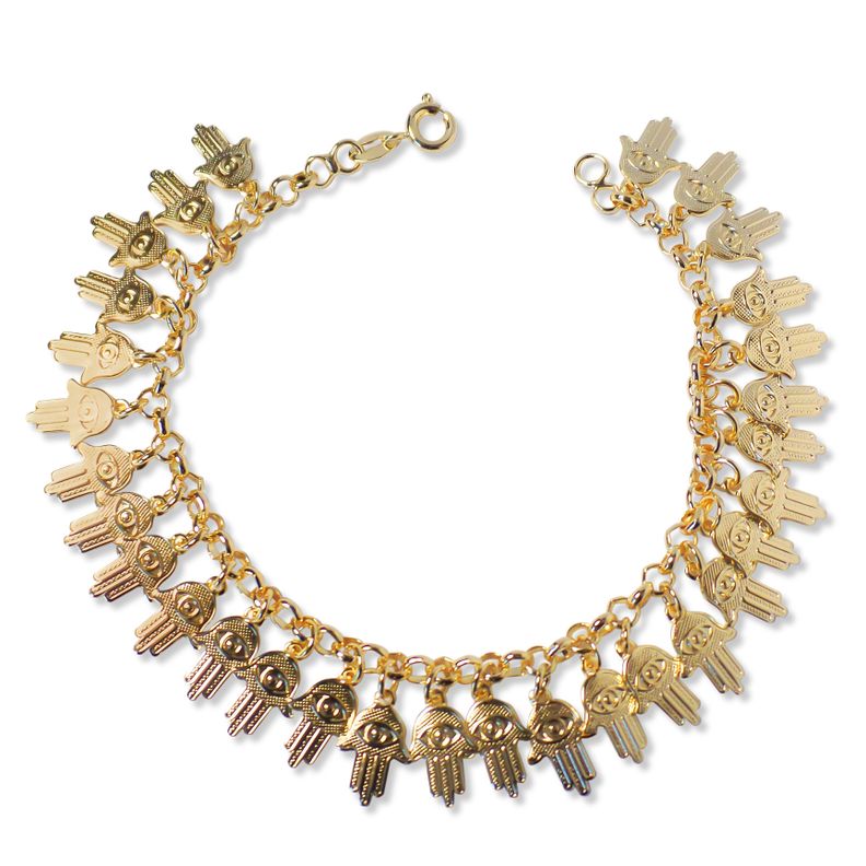 Pulsera Chiches Mano De Fátima Enchapada Oro 18K-0
