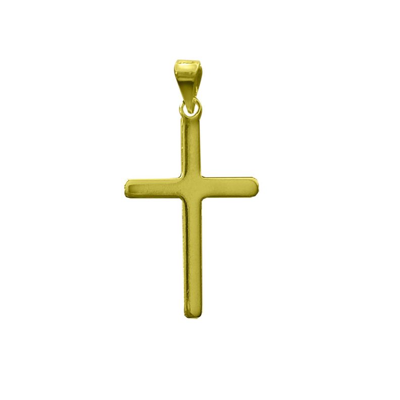 Colgante Cruz Liso Plano Enchapado Oro 18K Dorado