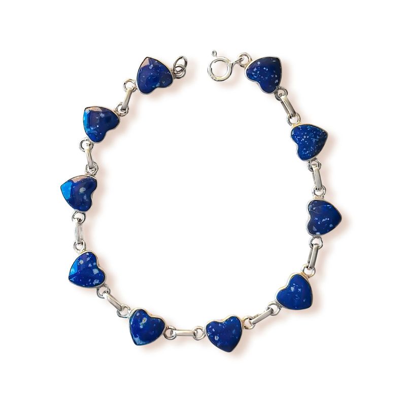 Pulsera Corazón Lapislázuli Plata Fina 925-0