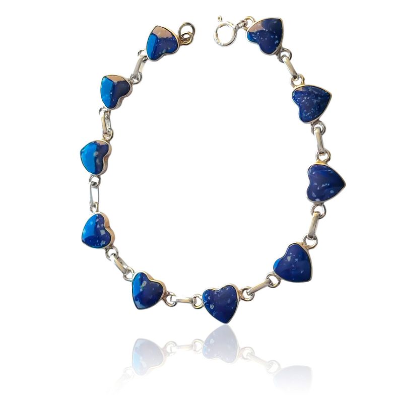 Pulsera Corazón Lapislázuli Plata Fina 925-1