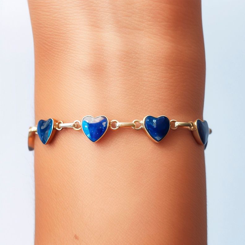 Pulsera Corazón Lapislázuli Plata Fina 925-2
