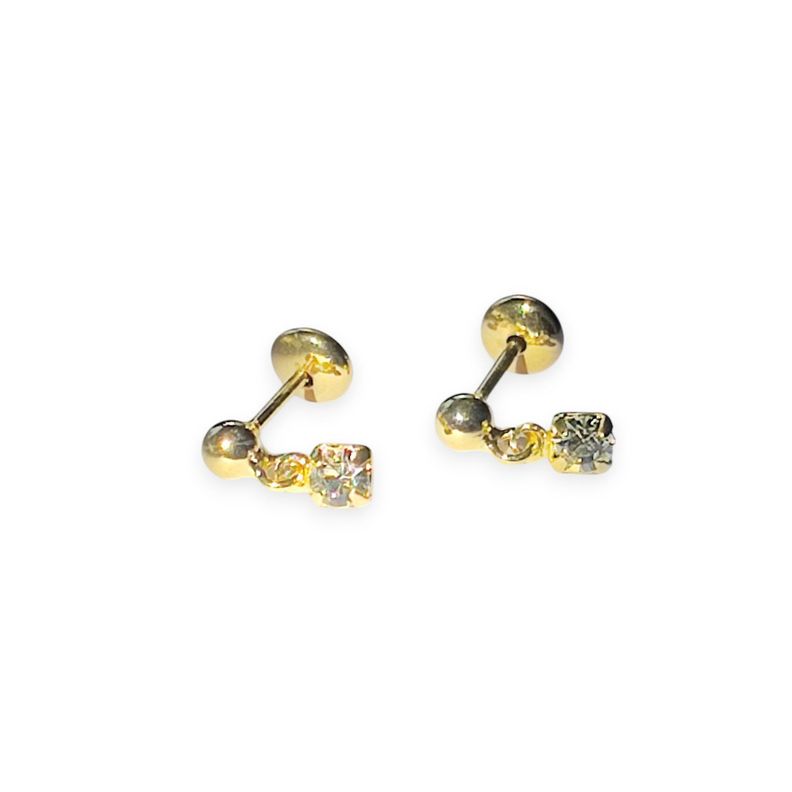 Aros Nina Circon Colgando Enchapado Oro 18 K