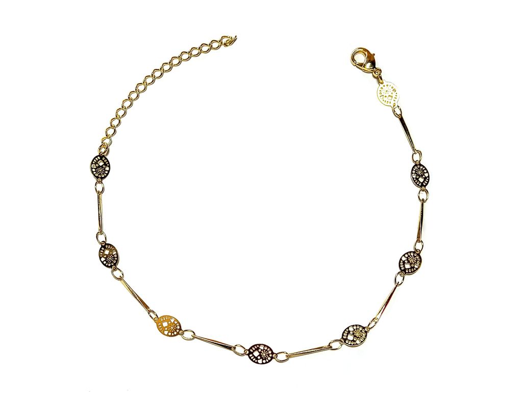 Pulsera Ovalo Palito Enchapado Oro 18K Dorado