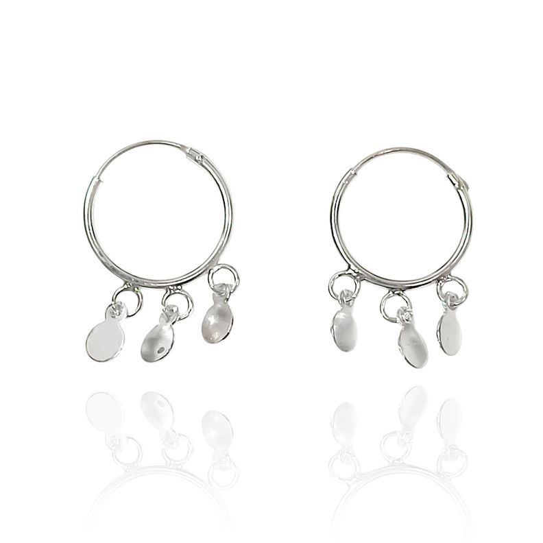 Aros Argolla 3 Circulos Colgantes Plata Fina 925