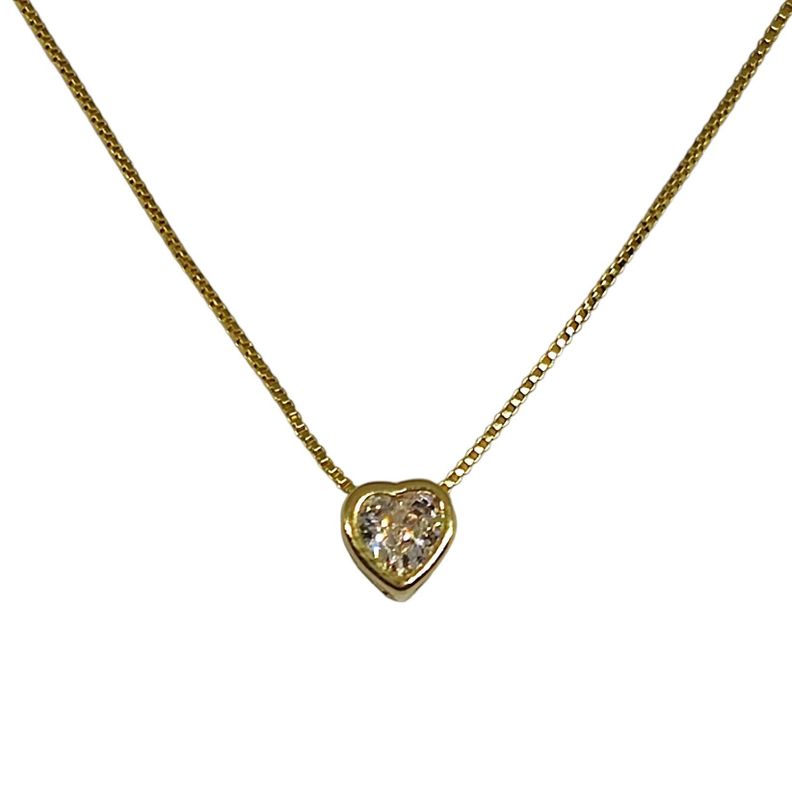 Collar Mini Corazón Circón Enchapado Oro 18K-0