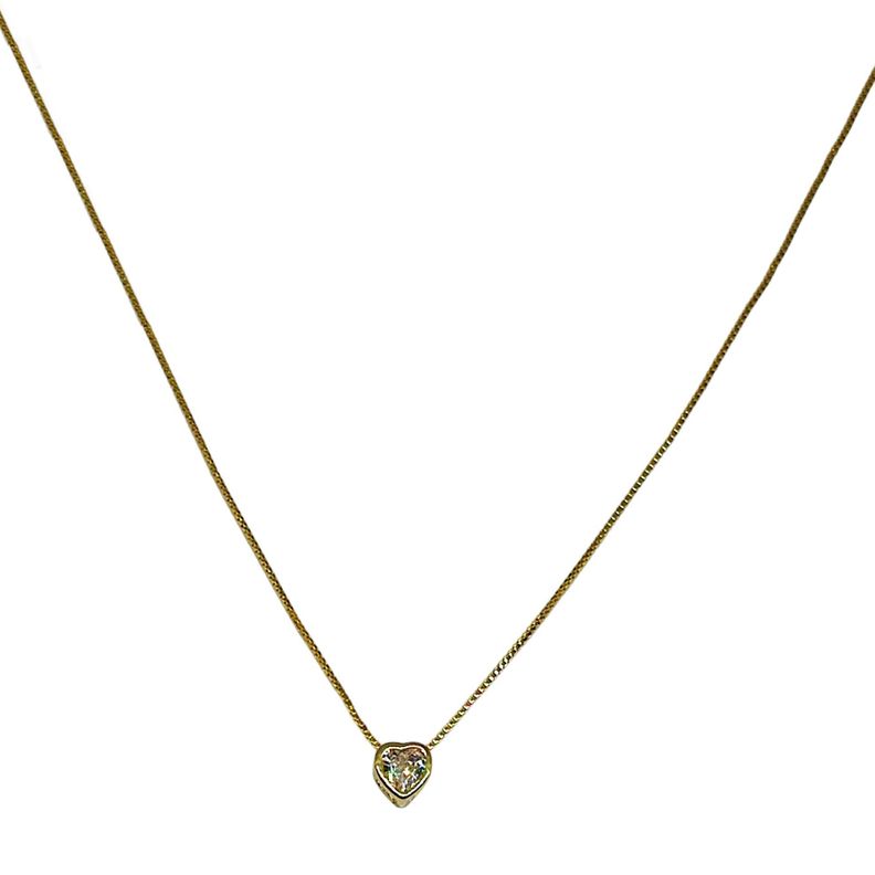 Collar Mini Corazón Circón Enchapado Oro 18K-1
