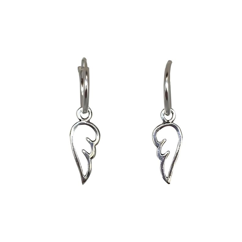Aros Argolla Ala Calada Colgante Plata Fina 925-0