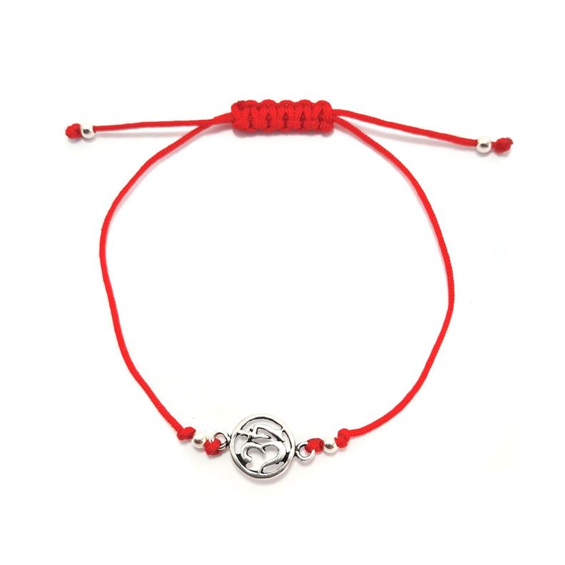Pulsera Ohm Plata Fina 925 Cordón Rojo-0