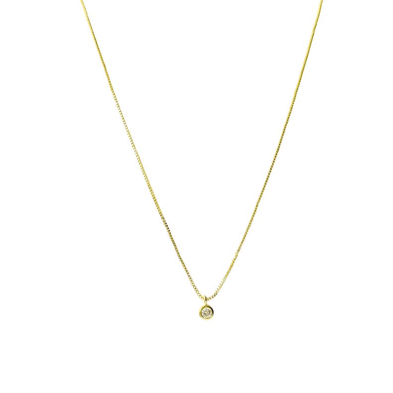 Collar Punto De Luz 3mm Borde Enchapado Oro 18K-0