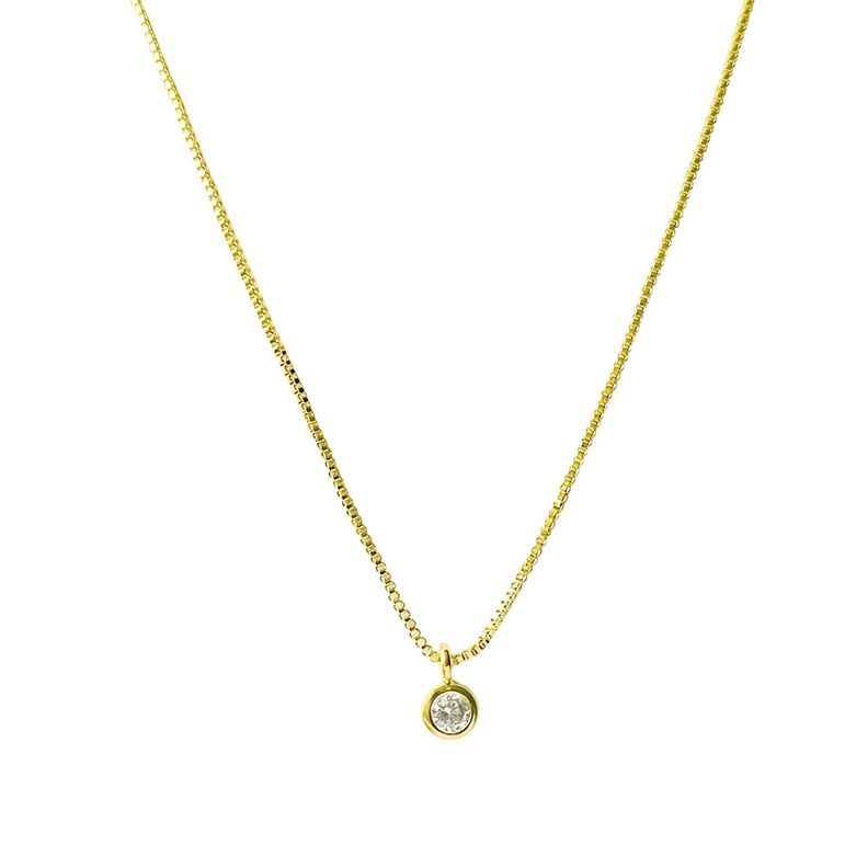 Collar Punto De Luz 3mm Borde Enchapado Oro 18K-1