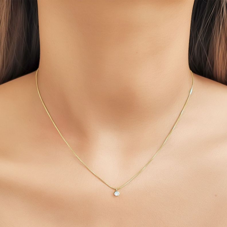 Collar Punto De Luz 3mm Borde Enchapado Oro 18K-2
