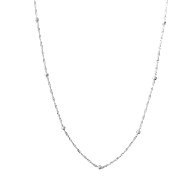 Collar Bolas Cadena Turbillón 45cm Plata Fina 925-1