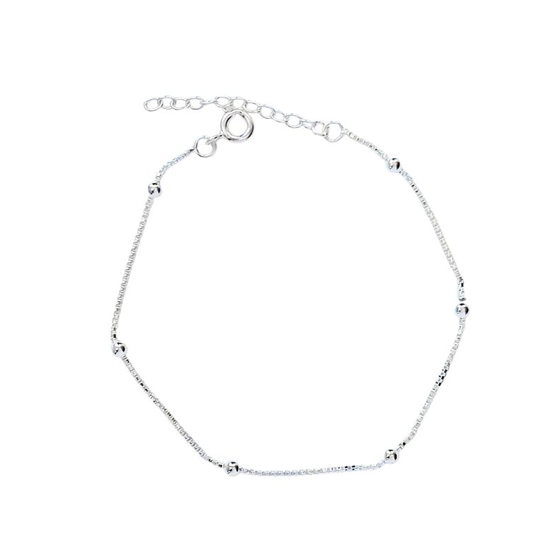 Pulsera 6 Bolitas Cadena Veneciana Plata Fina 925 -0