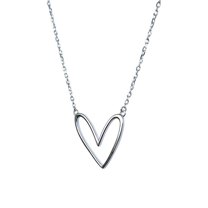 Collar Corazón Calado Plata Fina 925-2