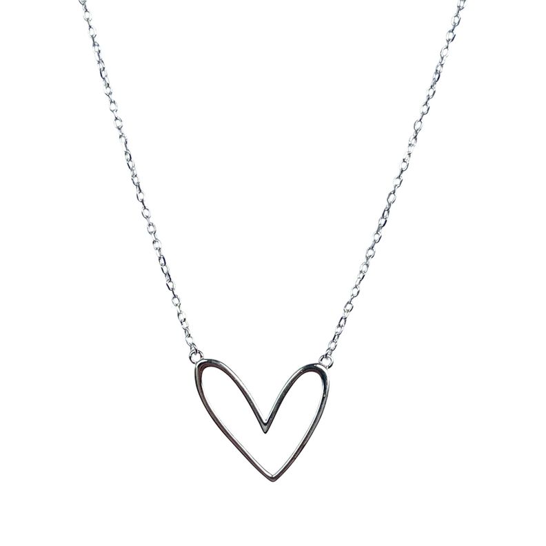 Collar Corazón Calado Plata Fina 925-3