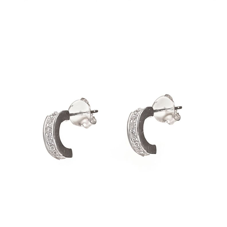 Aros Mini Media Argolla Circón Plata Fina 925-0